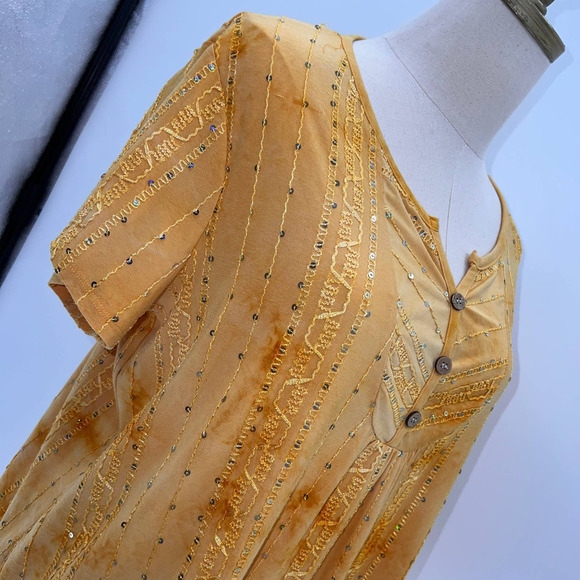 Sami & Jo Beaded, Tie Dyed, Henley Shirt- XL - Picture 3 of 13